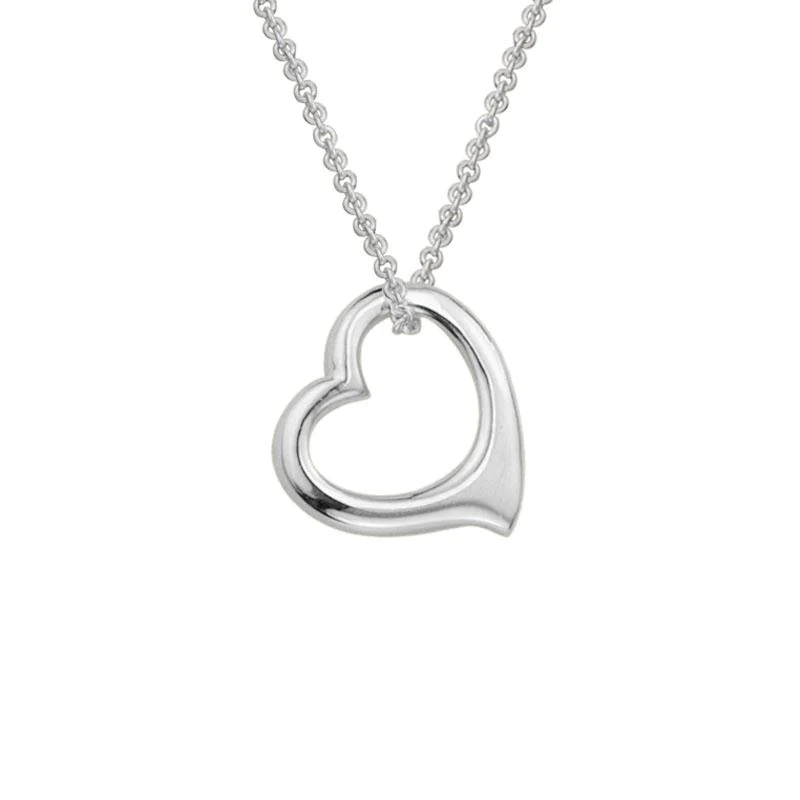 Sterling silver open floating heart necklace