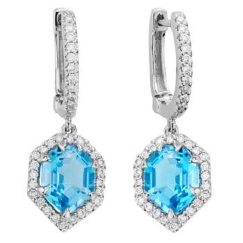 Blue Topaz Hinge Earrings - GEV14EWW36BT - 393782