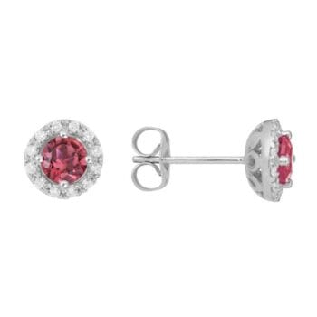 Pink Tourmaline Halo Earrings - GEP64TIW14PM - 393822
