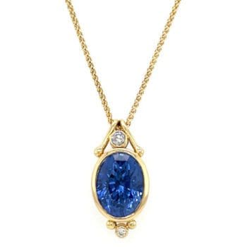 AF-BZL-D0.08 Handmade Sapphire and gold necklace