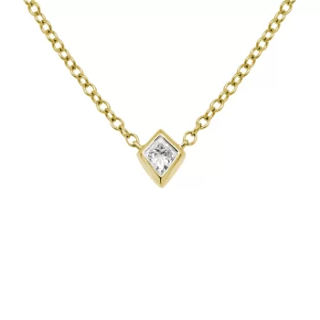 kite shaped diamond bezel necklace 14k yellow gold