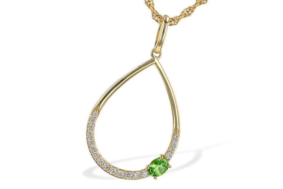 N8180 Tsavorite and Diamond Oval Pendant Necklace