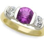 Ridge Ring - Two-tone Pink Sapphire and diamonds.