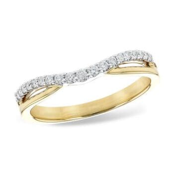 Contoured Diamond Wedding band - two-tone 14k yellow gold with white gold