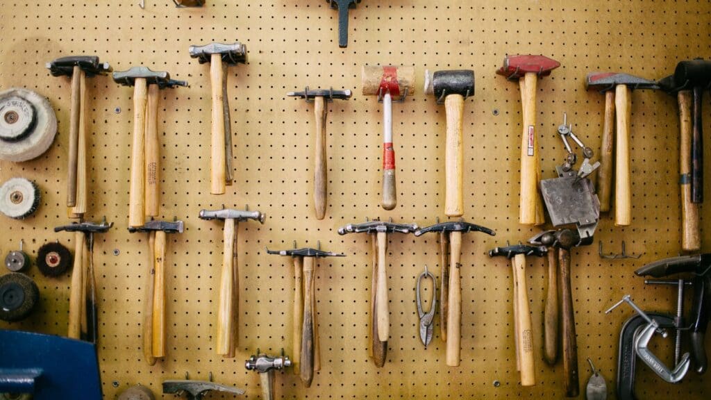 Hammers on the peg wall - tools