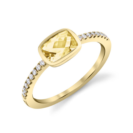 21130-RLC Golden Citrine and Diamond Ring