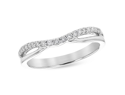 Contoured diamond wedding band - white gold