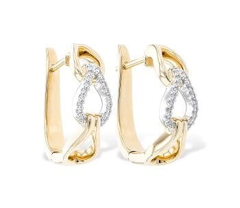 Two tone link hoops with diamonds