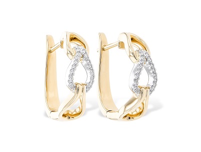 Two tone link hoops with diamonds