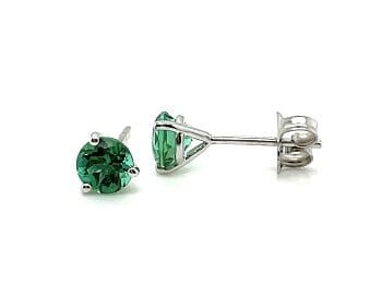 Mint Green Tourmaline Earrings 14k white gold 3-prong Martini style 5mm round