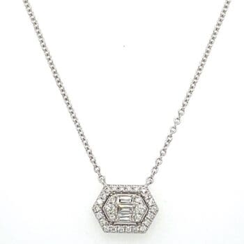165-53 Hexagonal Diamond Pendant Necklace