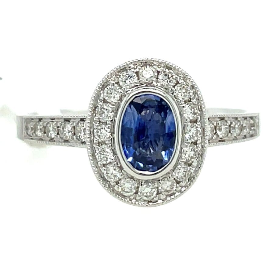 200-19 Oval Sapphire and Diamond Ring