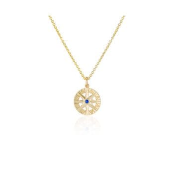 Sapphire Compass Rose Pendant in Yellow Gold C-16-P-14Y-1S