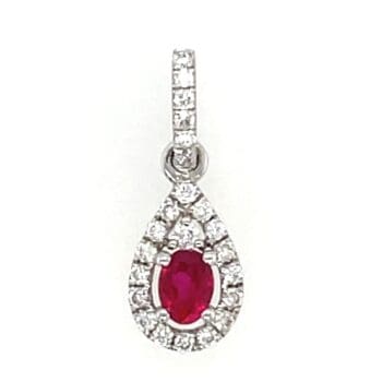 Ruby and Diamond pendant in 14k white gold