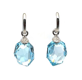 Blue Topaz Drop earrings 18k while gold with diamond accents 001-210-00080