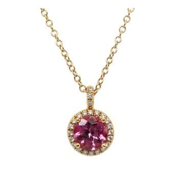 Rhodolite Garnet with a diamond halo and bail in 20k rose gold 001-235-00040