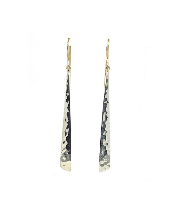Waterfall dangle earrings with reclaimed silver and gold