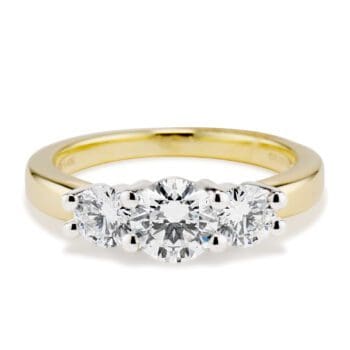 N0016SMA075RD14K Three diamond Two Tone Engagement Ring