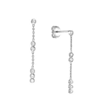 Diamond Bezel Dangle earrings 14k white gold MF033700-14B
