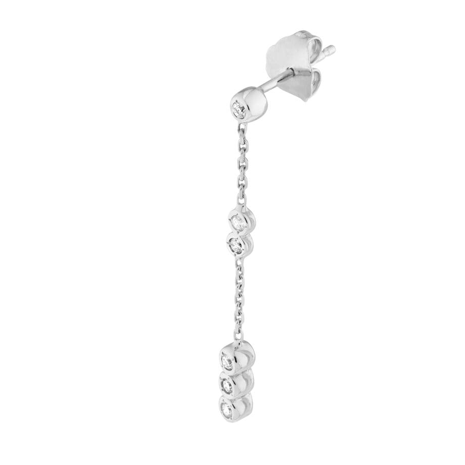 Diamond Bezel Dangle earrings 14k white gold MF033700-14B