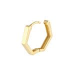 Honeycomb Huggies 14k yellow gold closure view