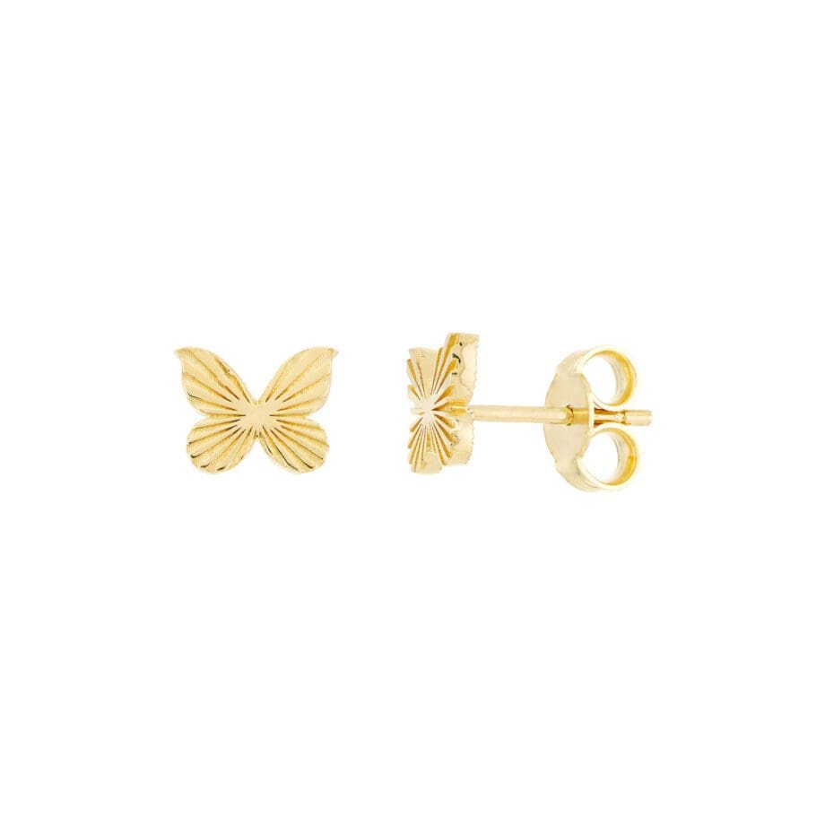Butterfly Stud earrings 14k yellow gold