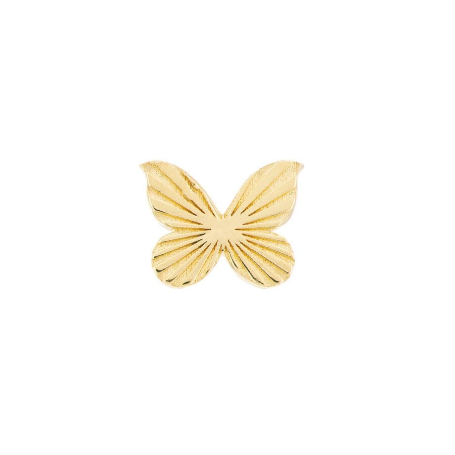 Butterfly Stud earrings 14k yellow gold close up