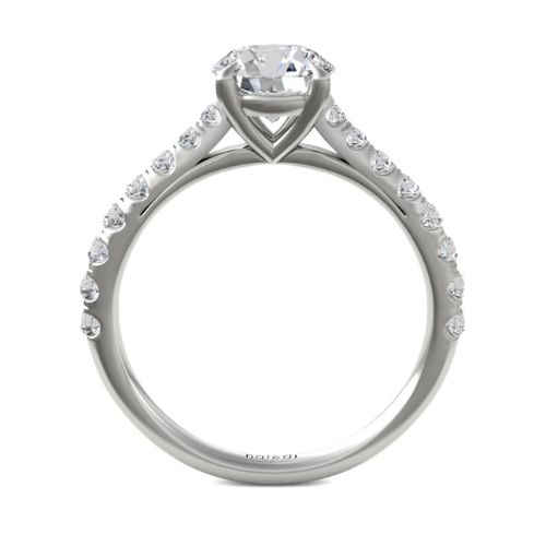 "Adelaide" Diamond Engagement Ring - 0.62ct Center Diamond, 18K White Gold, 16 Full-Cut Diamond Melees - Timeless Elegance and Romance through the finger view