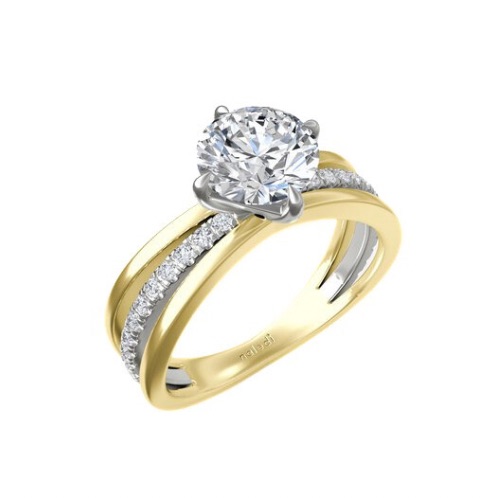 "Belle" Diamond Engagement Ring two-tone yellow and white gold No392SMA