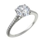 "Effie" Diamond Engagement Ring in white gold with a diamond shank.