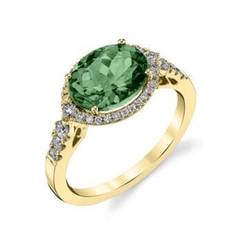 H-18490M-RGT Oval Cut Green Tourmaline Ring