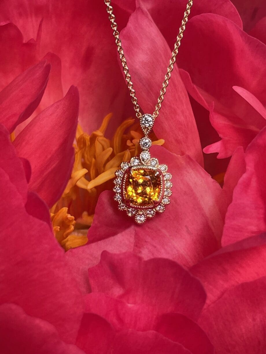 Orange Garnet On Peony