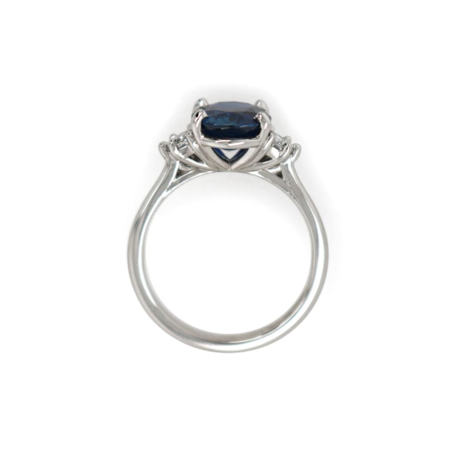 Sapphire Oval and Diamond Profile Ring Profile Platinum