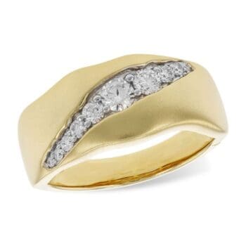 Asymmetric Diamond Band With Matte Finish & Organic Lines- 14K Yellow Gold