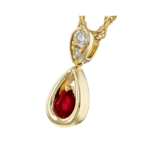 Ruby and Diamond Pendant Necklace 14k yellow gold with an 18" rope chain. N8617