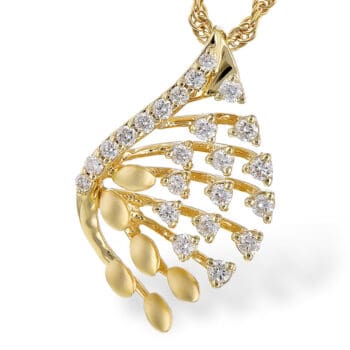 Diamond spray pendant necklace N8311 14k yellow gold with 0.14cttw