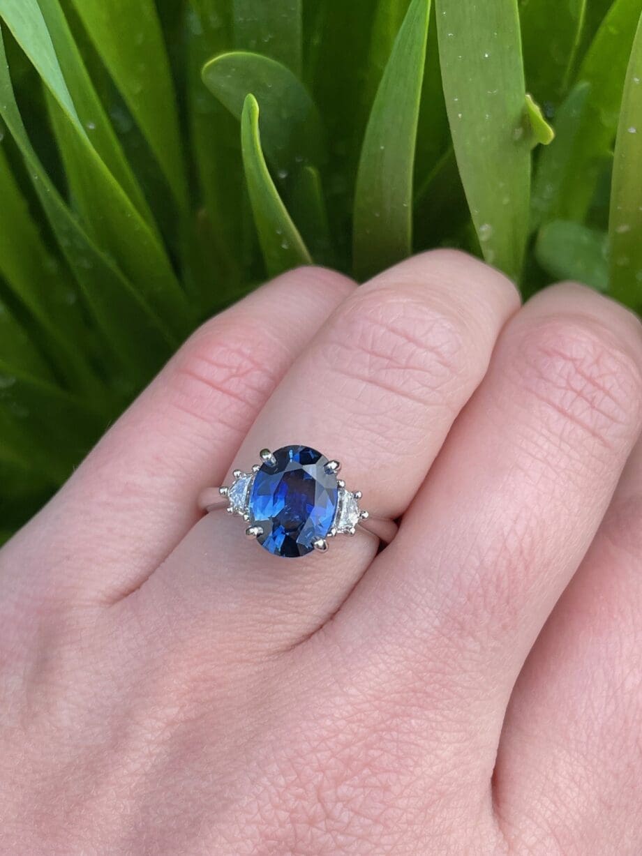 Sapphire and Diamond Trellis Ring