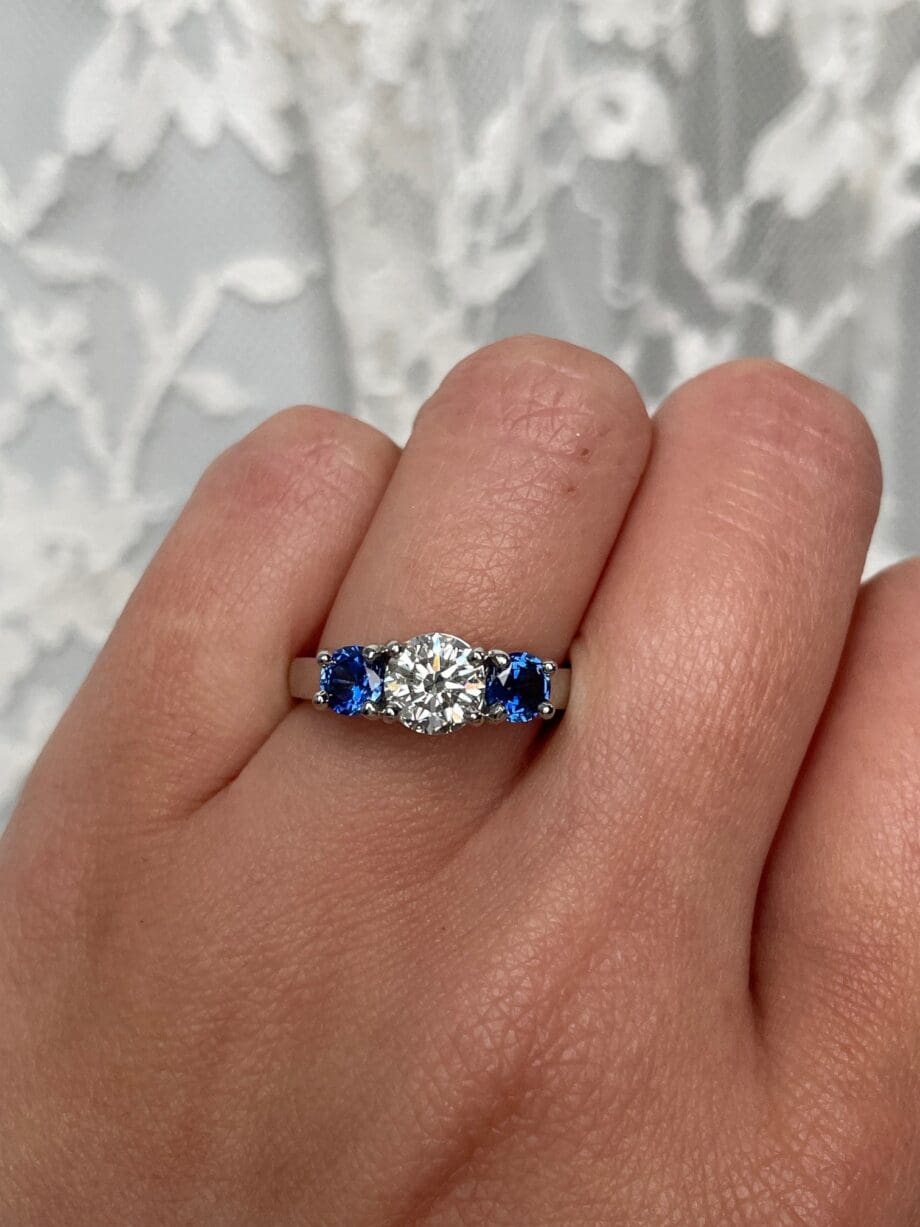 Three Stone Sapphire and Diamond Ring