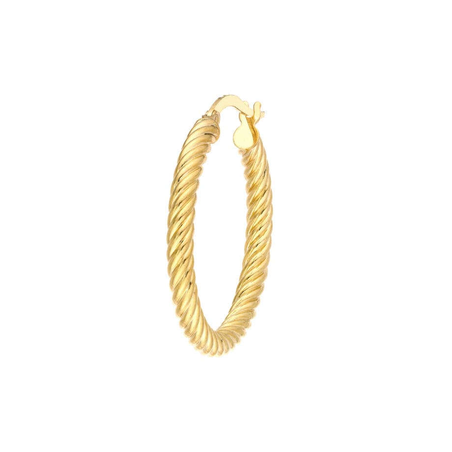 Twisted rope hoop earrings TM003922-6 side view showing latch