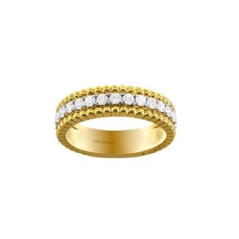 Beaded diamond band yellow gold