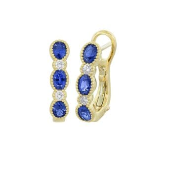 Sapphire and Diamond Bezel Hoops