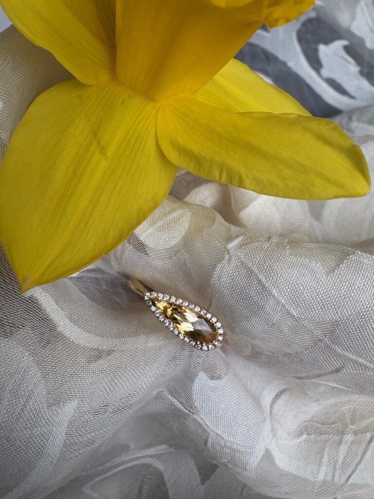 Citrine East West Pear Ring