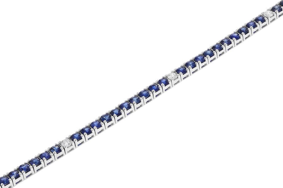 Sapphire and Diamond Tennis Bracelet - setting close up
