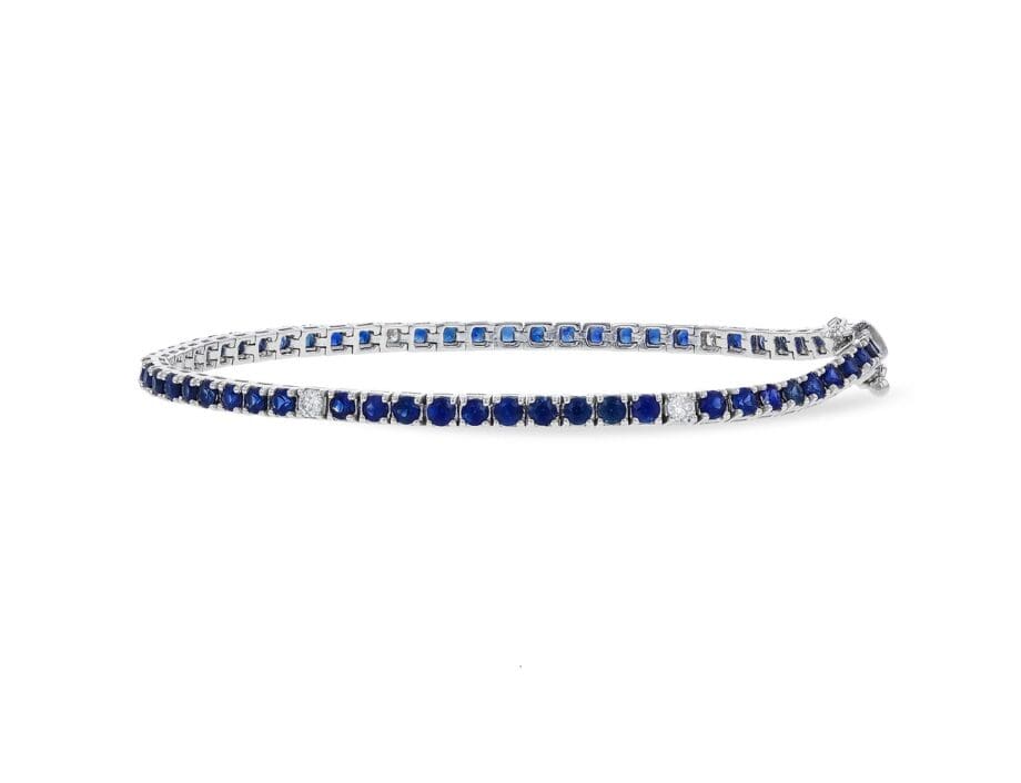 Sapphire and Diamond Tennis Bracelet 14k white gold