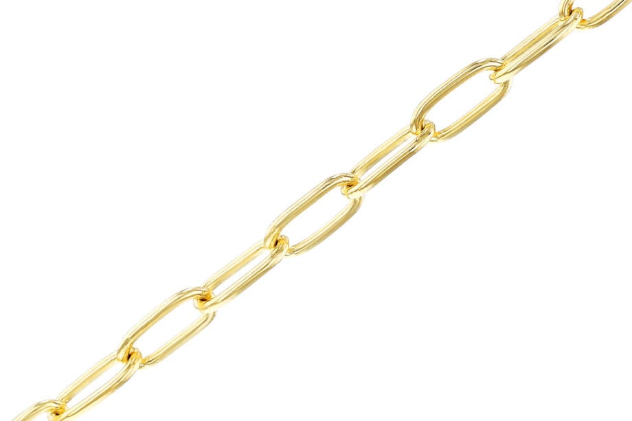 14K Yellow Gold Paperclip Chain – 2.4mm, 16"