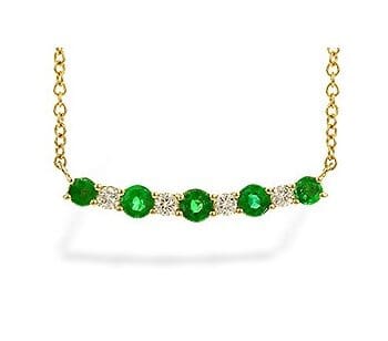 Diamond & Emerald Bar Necklace