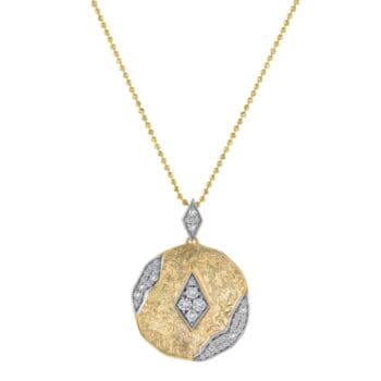 Textured Round Pendant with Diamond Accents