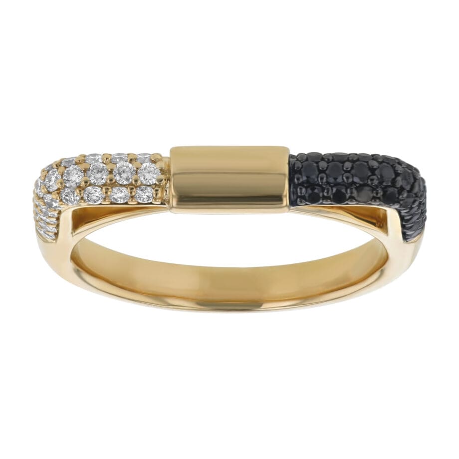 Black & White Diamond Split Dome Band - top view