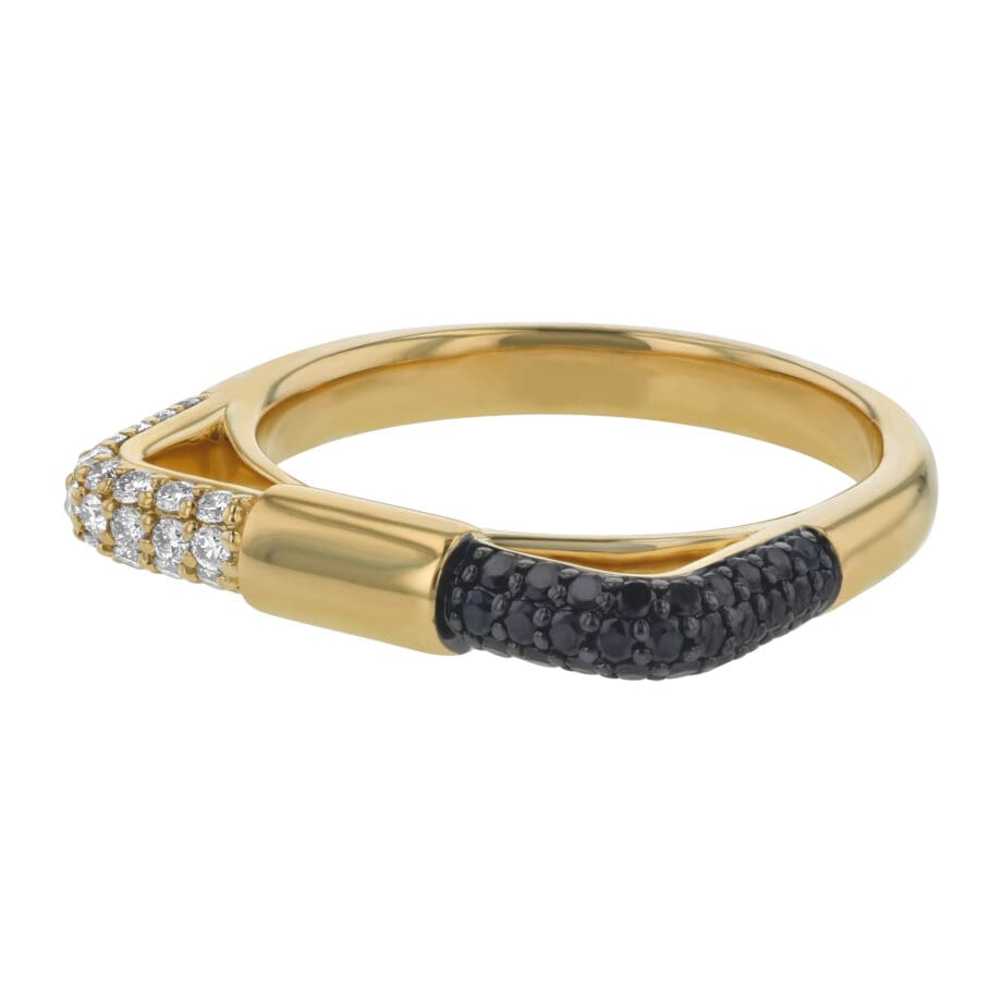 Black & White Diamond Split Dome Band - tilted view