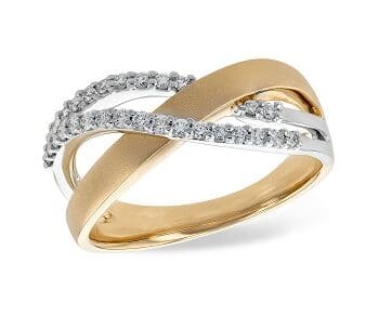 Diamond Interlace Two-Tone Band - 14k yellow and white gold